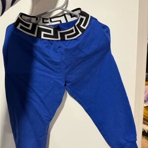 Versace Kids Blue Joggers with Black and White Waistband